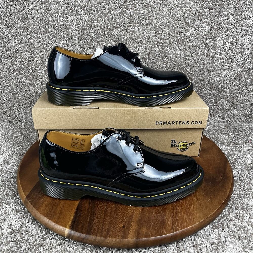 Size 10 - Dr Martens Oxford Shoes Womens 1461 Black Patent Leather Lace Up
